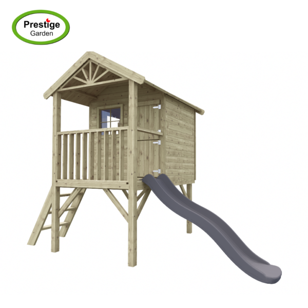 Houten speelhuis Funny XL met glijbaan - Prestige Garden