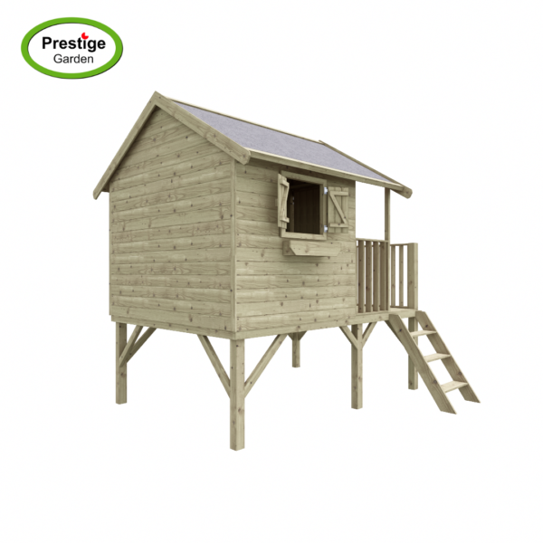 Houten speelhuis Brussel met aanbouwschommel (enkel)- Prestige Garden - Afbeelding 6