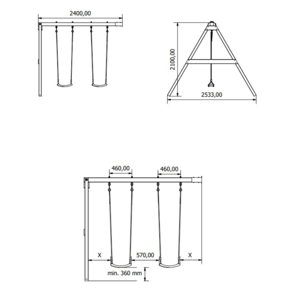 Houten speelhuis Funny XL met aanbouwschommel dubbel en glijbaan - Prestige Garden - Afbeelding 8