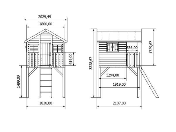 Houten Speelhuis Big House Tom met zandbak - Prestige Garden