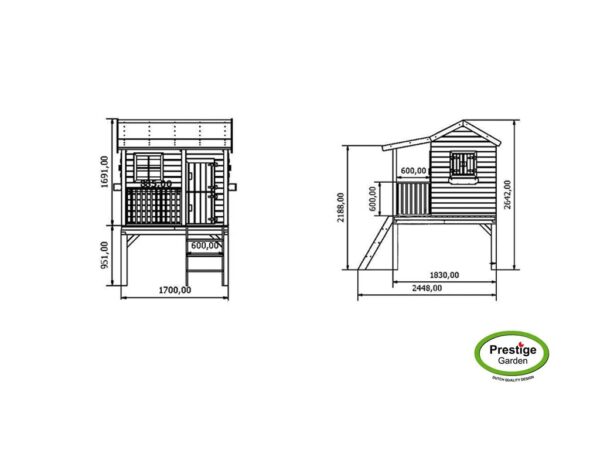 Houten speelhuis Saloon op platform - Prestige garden